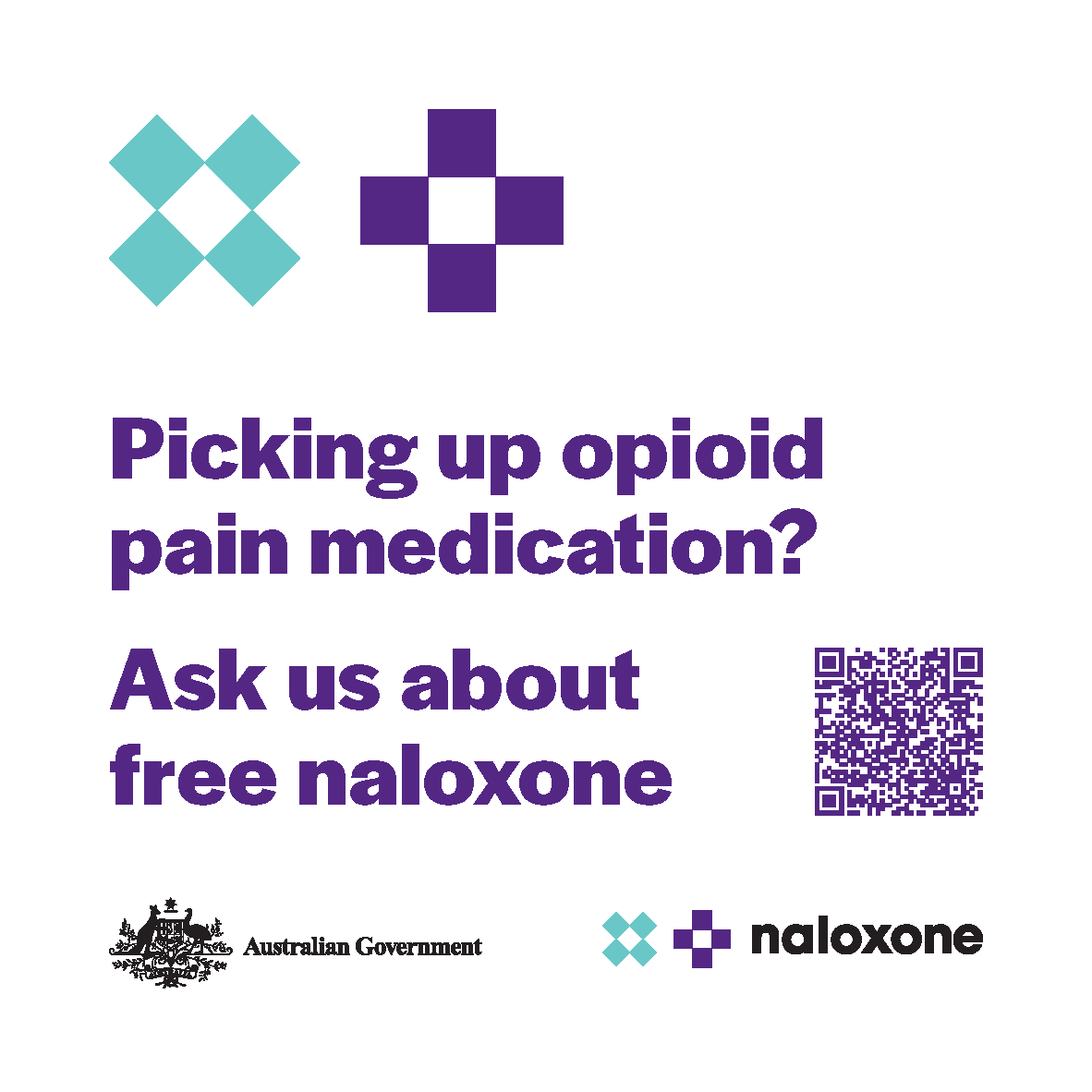 Second variation for Naloxone available here sticker (pharmacy)