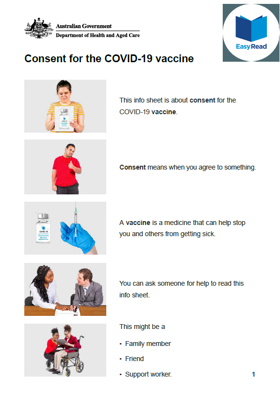 Cover image for COVID-19 vaccination – Giving your consent – Easy Read