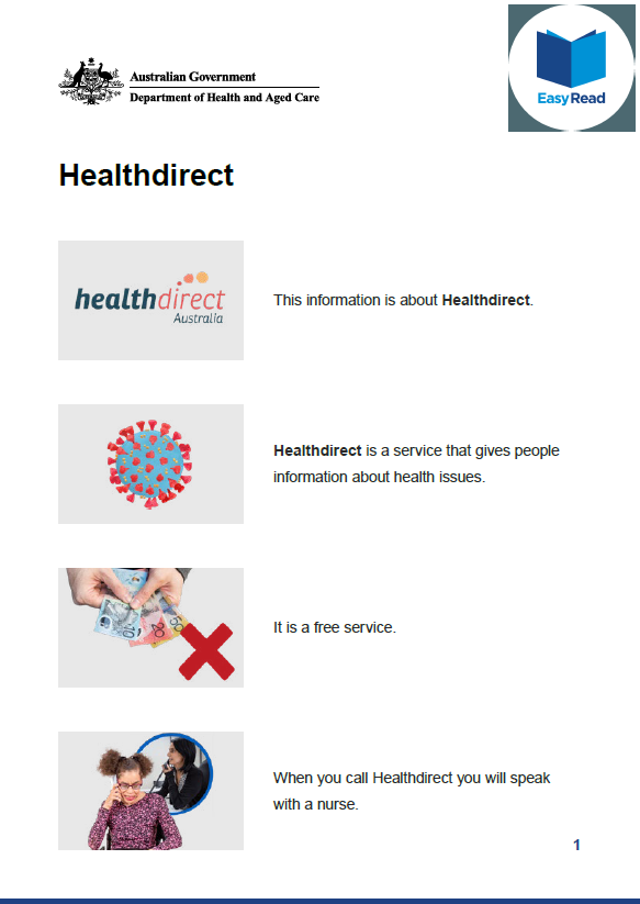 Cover image for Healthdirect  – Easy Read