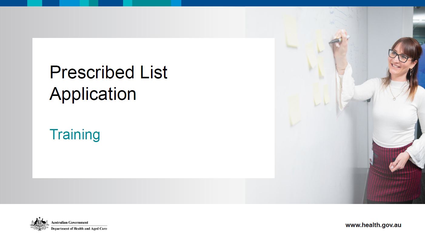 Prescribed list application training