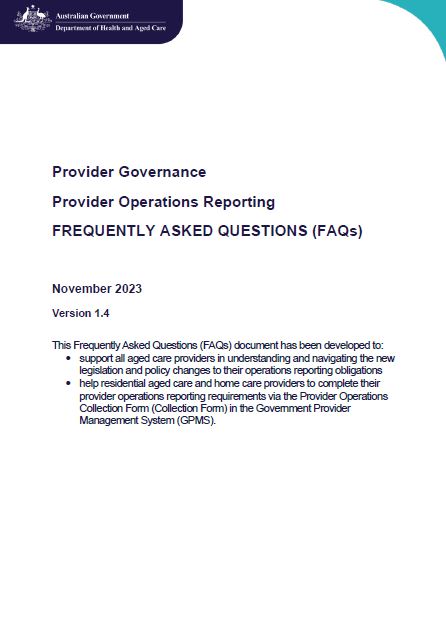 Provider Operations Reporting – FAQs