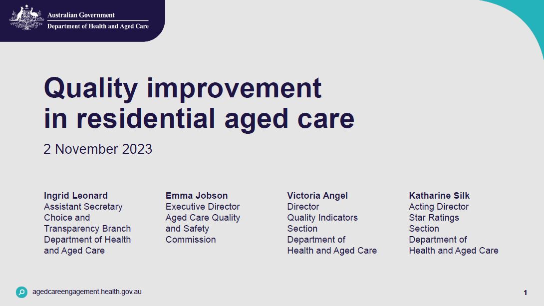 Quality improvement in residential aged care - slides
