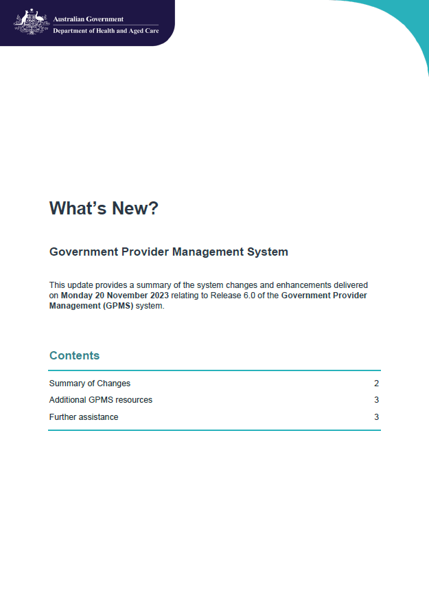 Cover image for Summary of Government Provider Management System (GPMS) changes – November 2023
