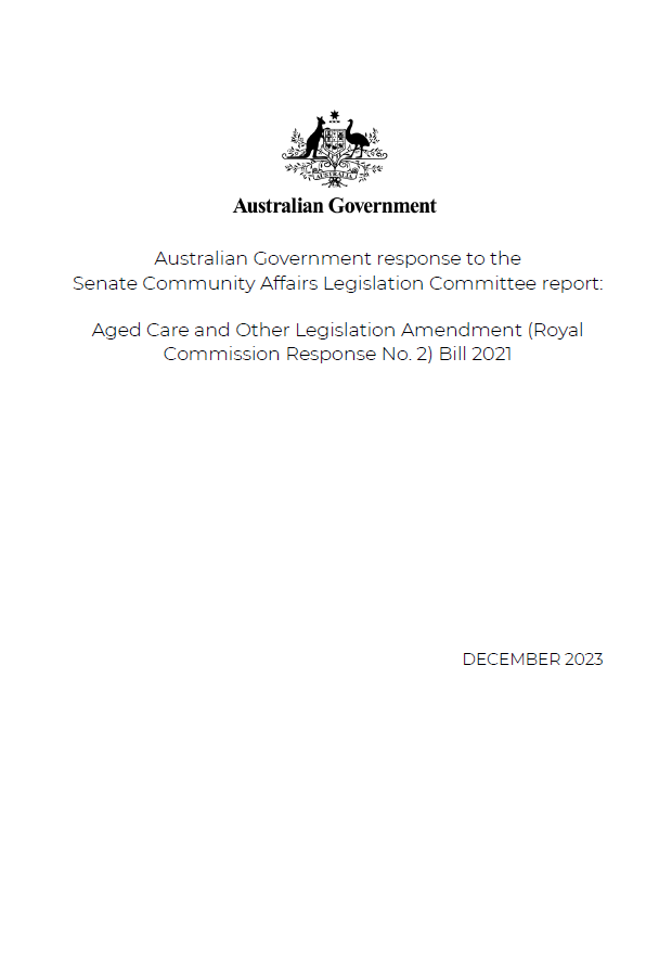 Aged Care and Other Legislation Amendment (Royal Commission Response No. 2) Bill 2021