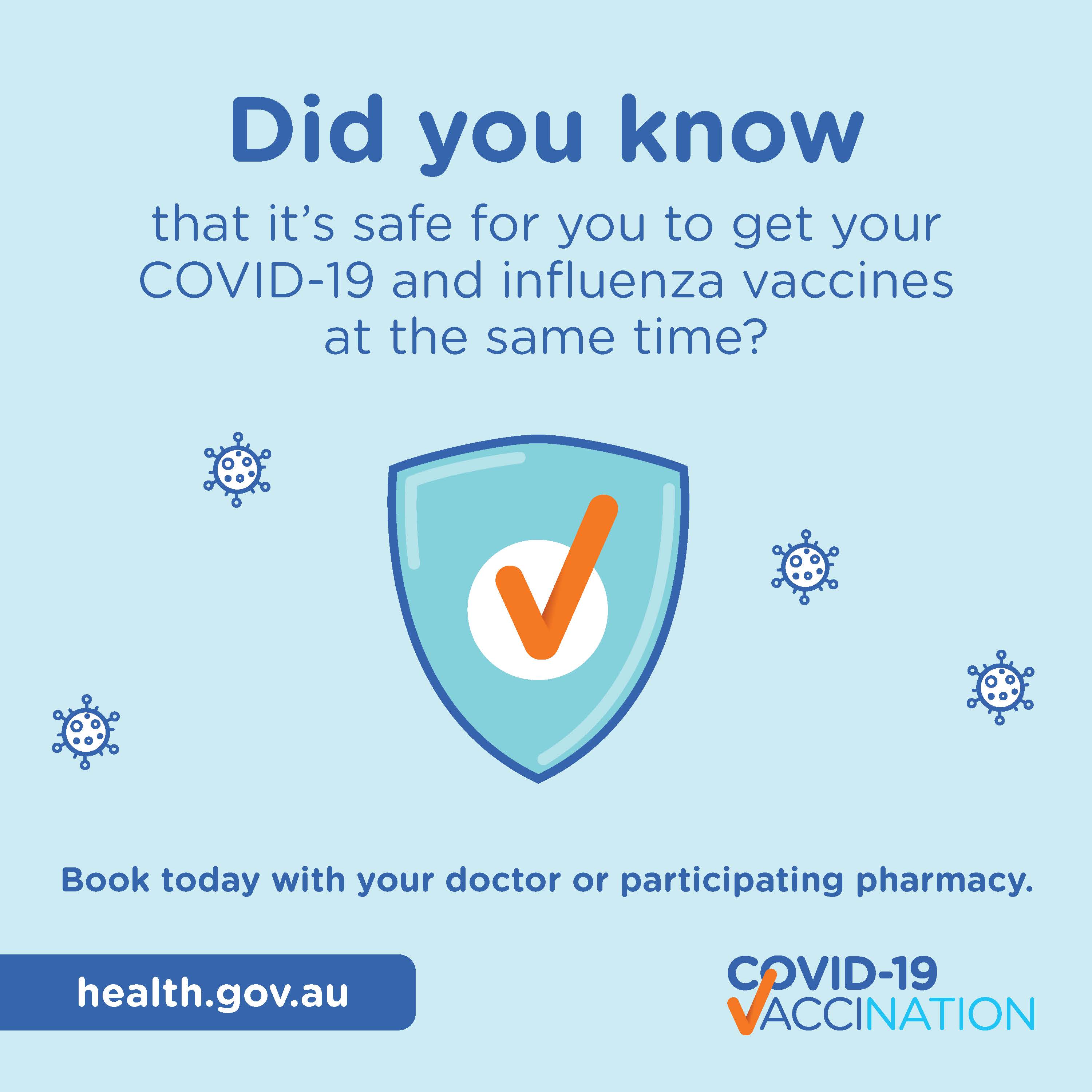 COVID-19 vaccination – Social – You can get your COVID-19 and influenza vaccines at the same time