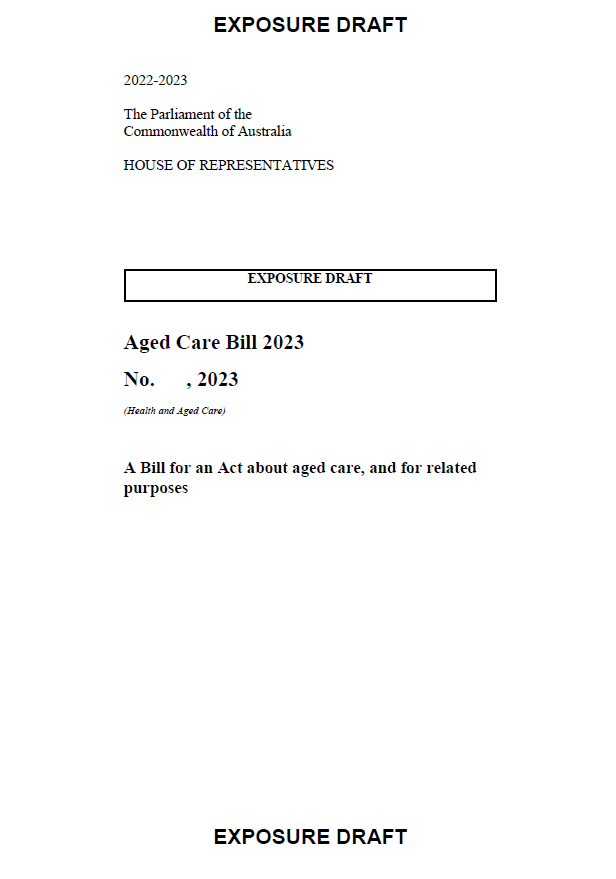 Cover image for Exposure draft – Aged Care Bill 2023