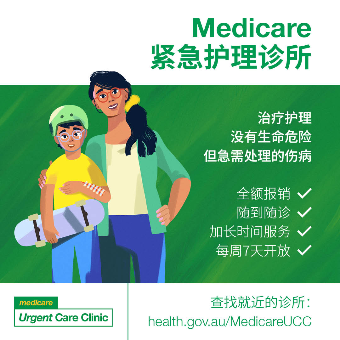 For urgent but not life-threatening illness and injuries – Social tile (Chinese Simplified)