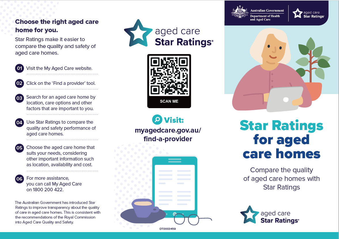 Cover image for Star Ratings for residential aged care brochure