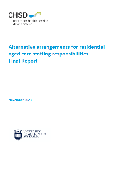 Cover page Alternative arrangements for residential aged care staffing responsibilities – Final report