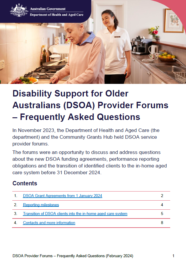 Disability Support for Older Australians (DSOA) Provider Forums 2023 – Frequently Asked Questions