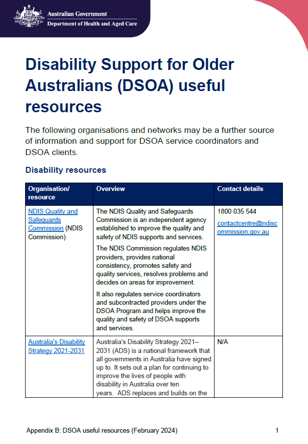 DSOA Program manual – Appendix B – Useful resources