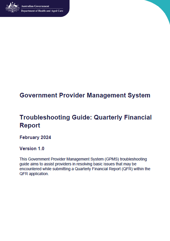 Cover page Government Provider Management System (GPMS) – Troubleshooting Guide