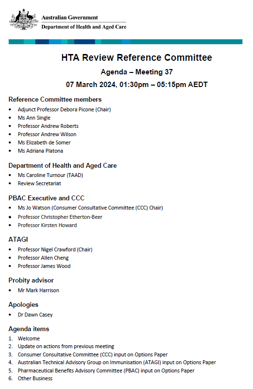 HTA Review Reference Committee – Agenda – Meeting, 37
