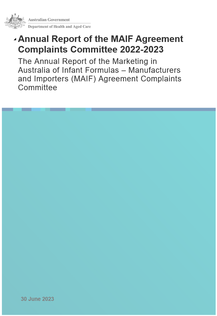 Cover page for the Current to 30 June 2022 Annual Report of the MAIF Agreement Complaints Committee 2022-23