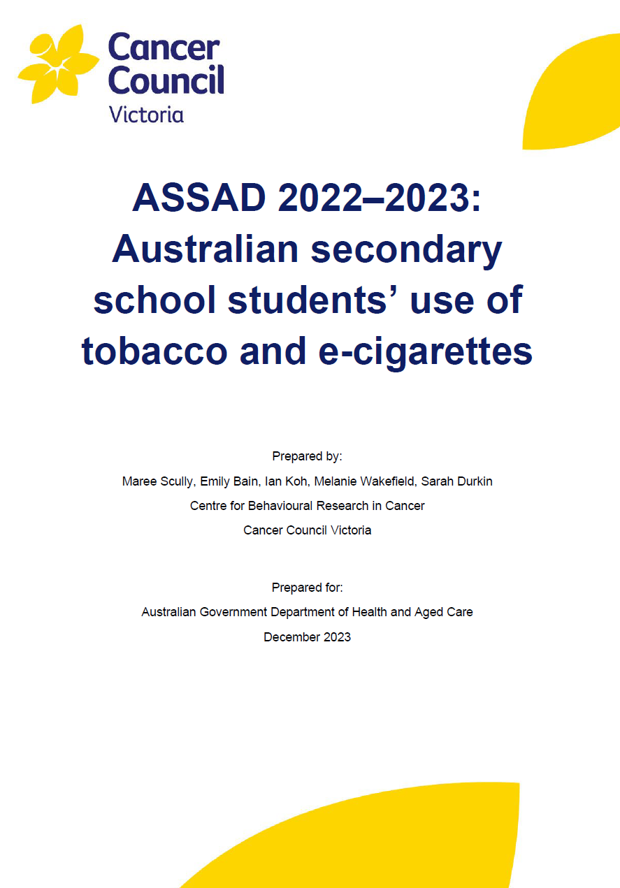 Australian secondary school students’ use of tobacco and e-cigarettes – 2022–2023