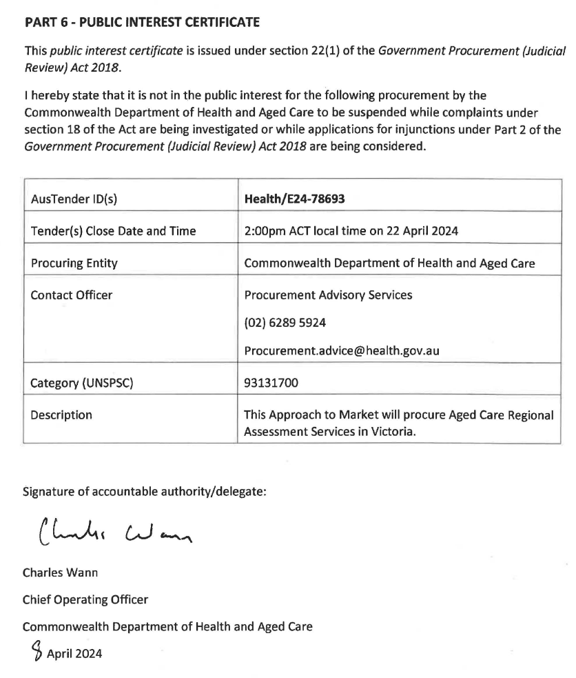 Cover page – Procurement of suppliers to provide Regional Assessment Services (RAS) in Victoria