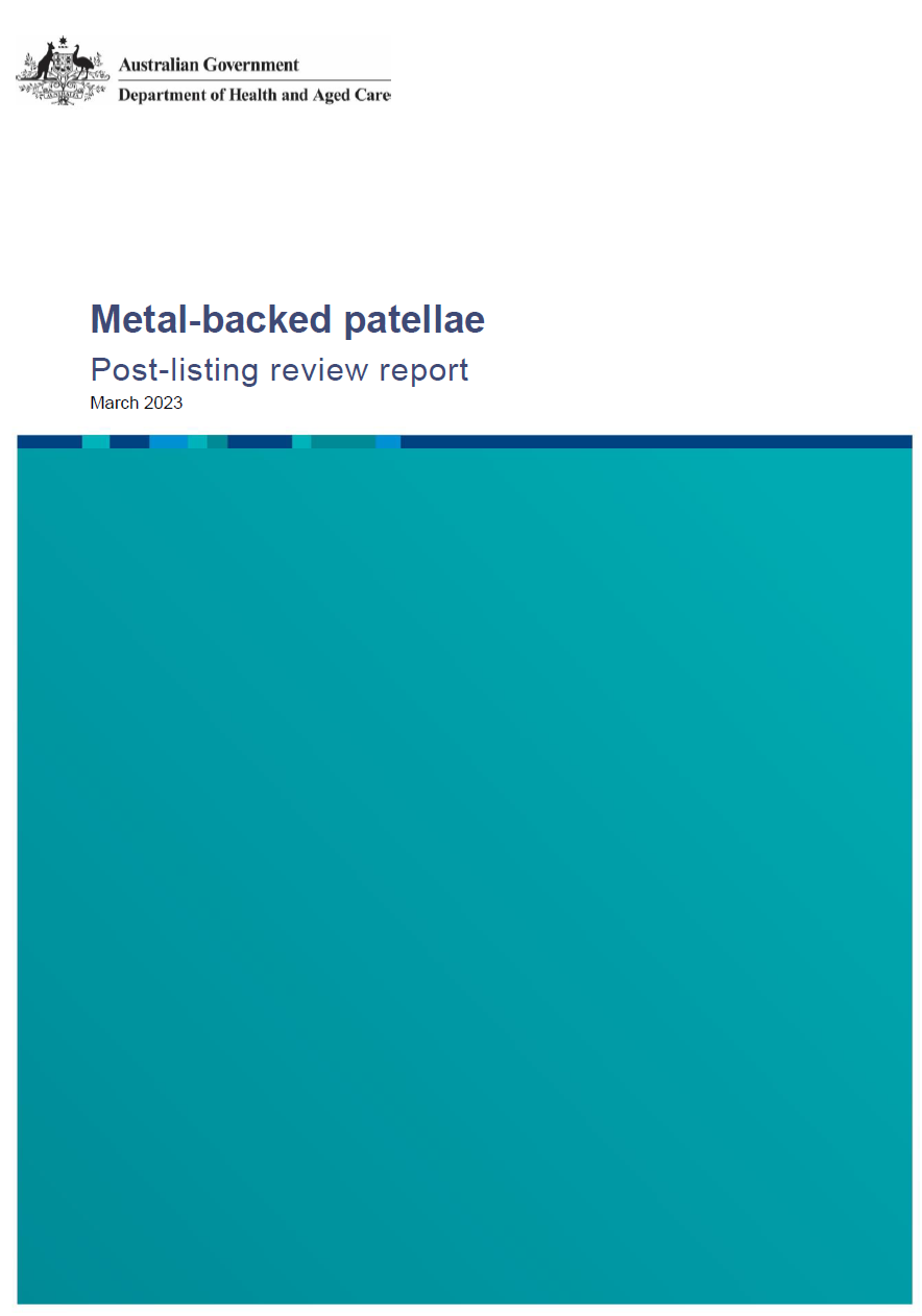 Metal-backed patellae cover page