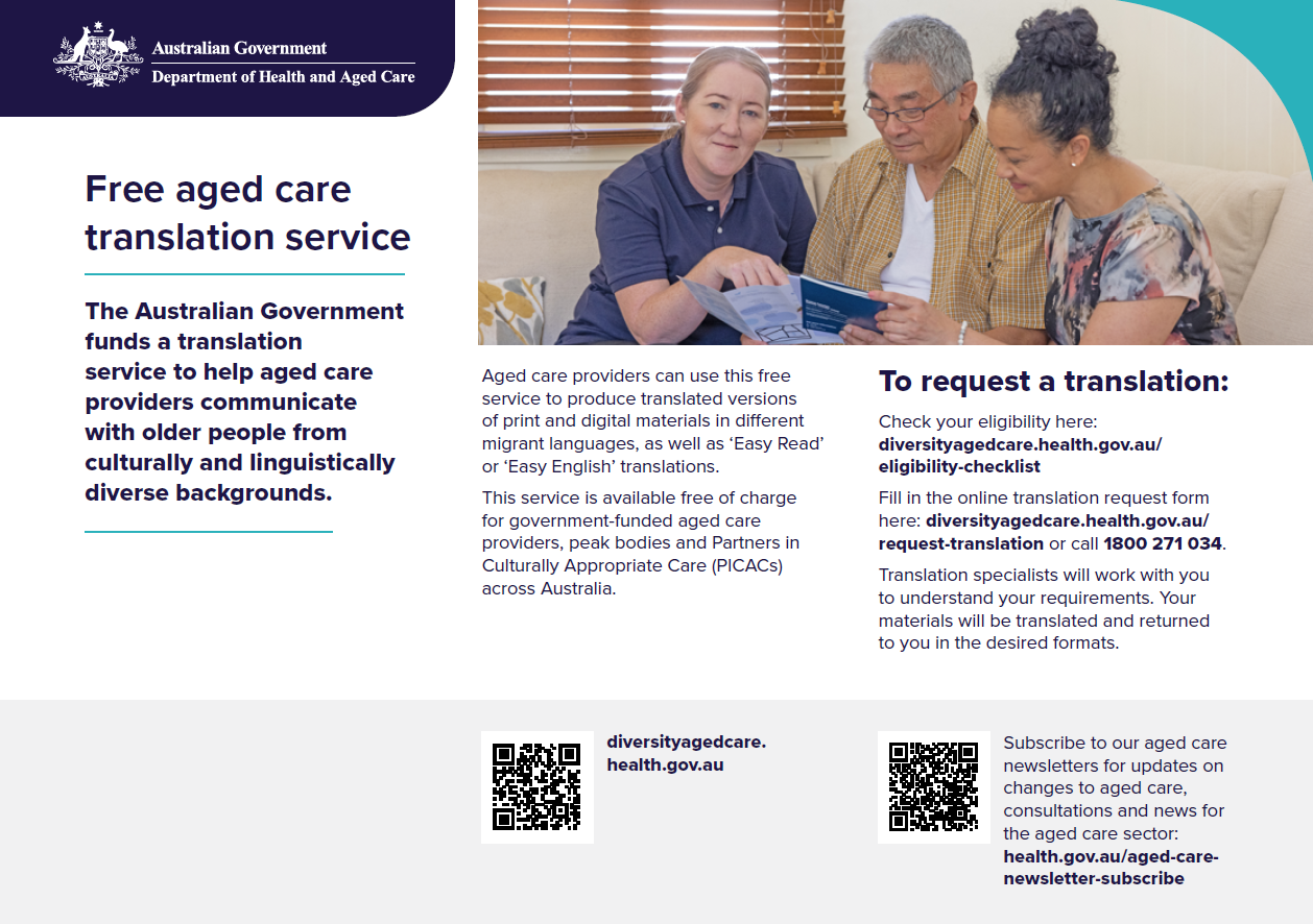 Free aged care translation service