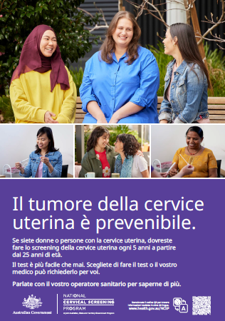 National Cervical Screening Program – Cervical cancer is preventable poster [Italian cover]