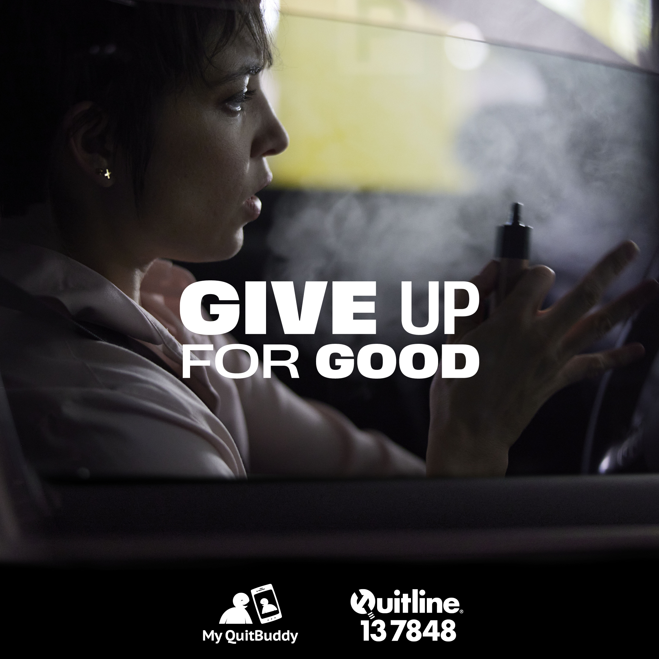 Woman vaping in a car