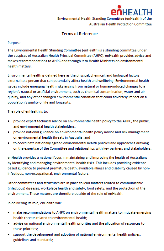 eHealth Terms of reference cover page