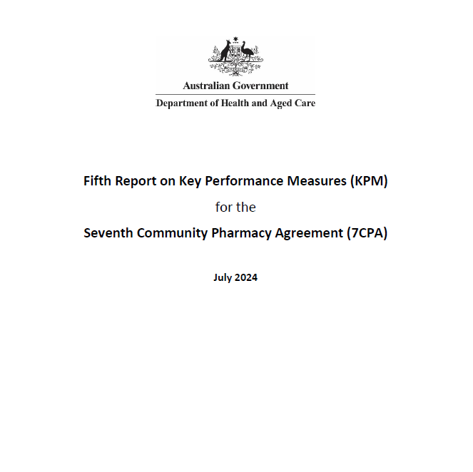 Cover page for the Fifth report on Key Performance Measures for the Seventh Community Pharmacy Agreement
