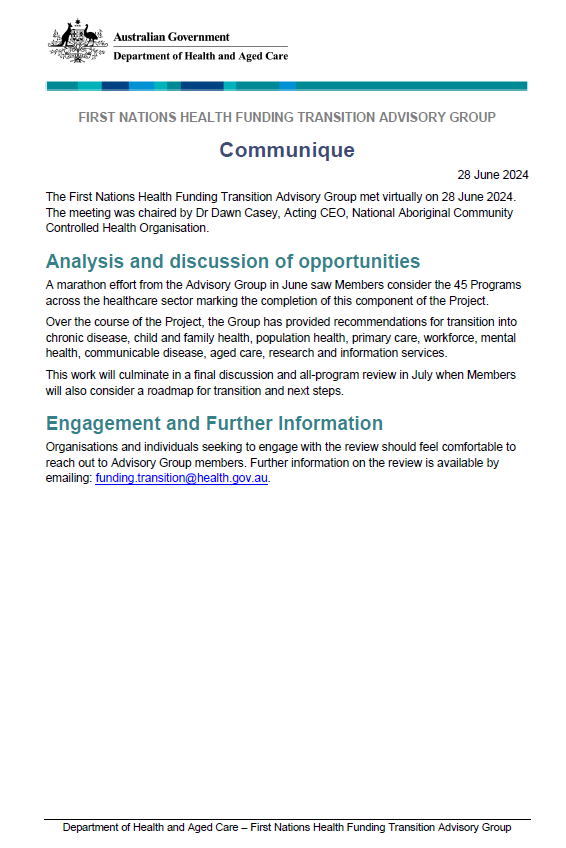Image for the FNHFTAG communique – 28 June 2024