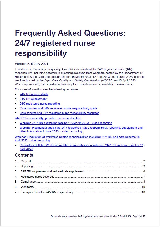 FAQ 24-7 registered nurse responsibility cover image