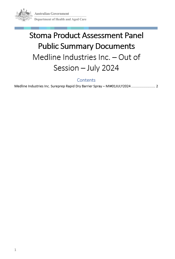 Cover page Stoma Product Assessment Panel – Medline Industries Inc. – Out of Session – July 2024