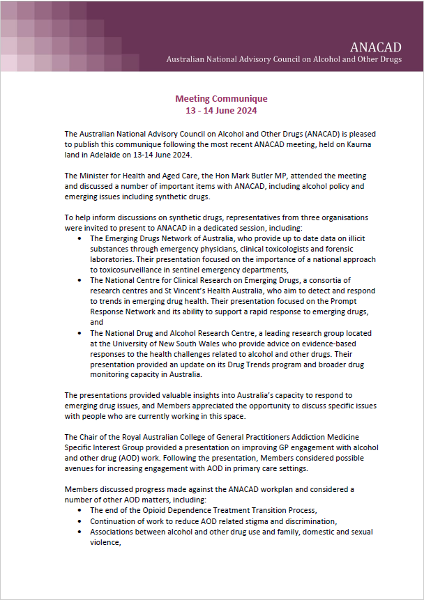 ANACAD communique – June 2024