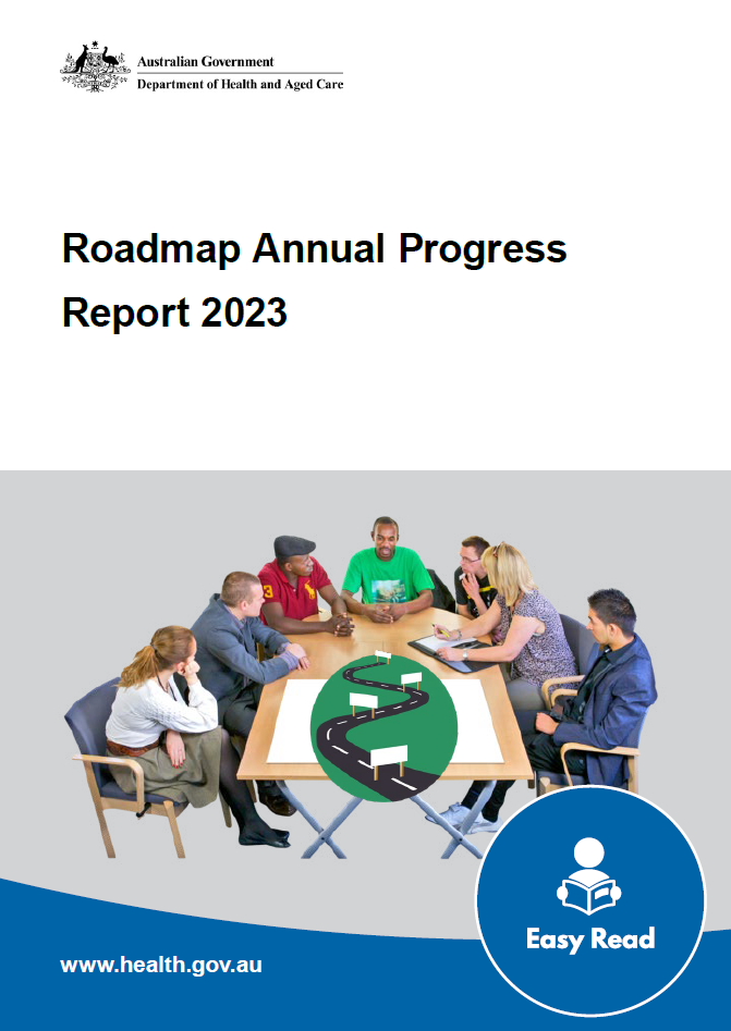 Cover page for the Easy read Annual progress report 2023
