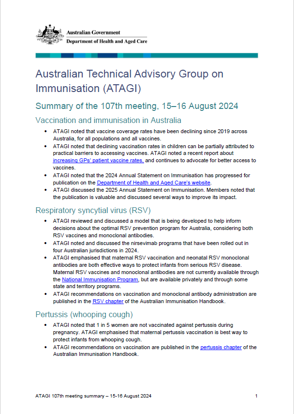 ATAGI 107th meeting bulletin – 15 and 16 August 2024
