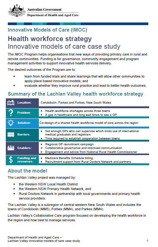 Cover page for the Health workforce strategy