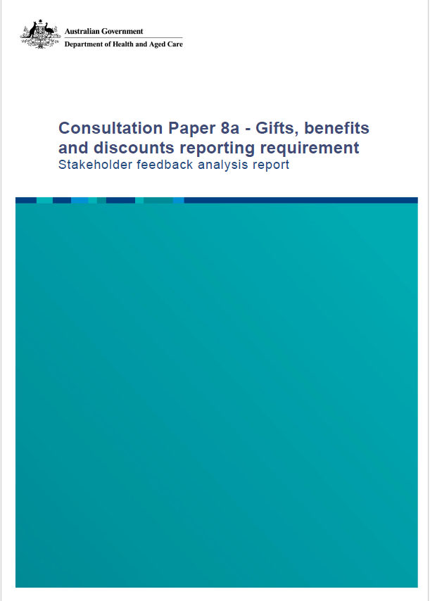 Consultation Paper 8a – Gifts, benefits and discounts reporting requirement