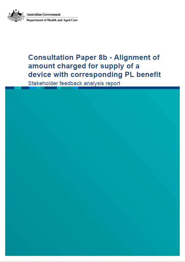 Consultation Paper 8b – Alignment of amount charged for supply of a device with corresponding PL benefit