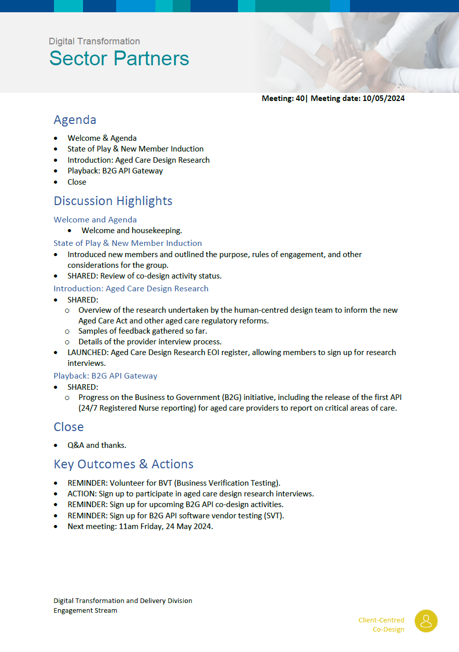 Image of the Digital Transformation Sector Partners meeting summary – 10 May 2024