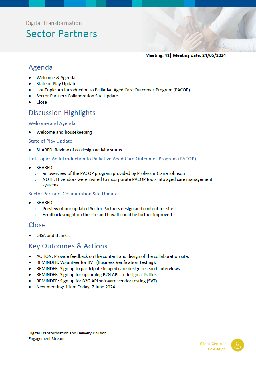 Image of Digital Transformation Sector Partners meeting summary – 24 May 2024