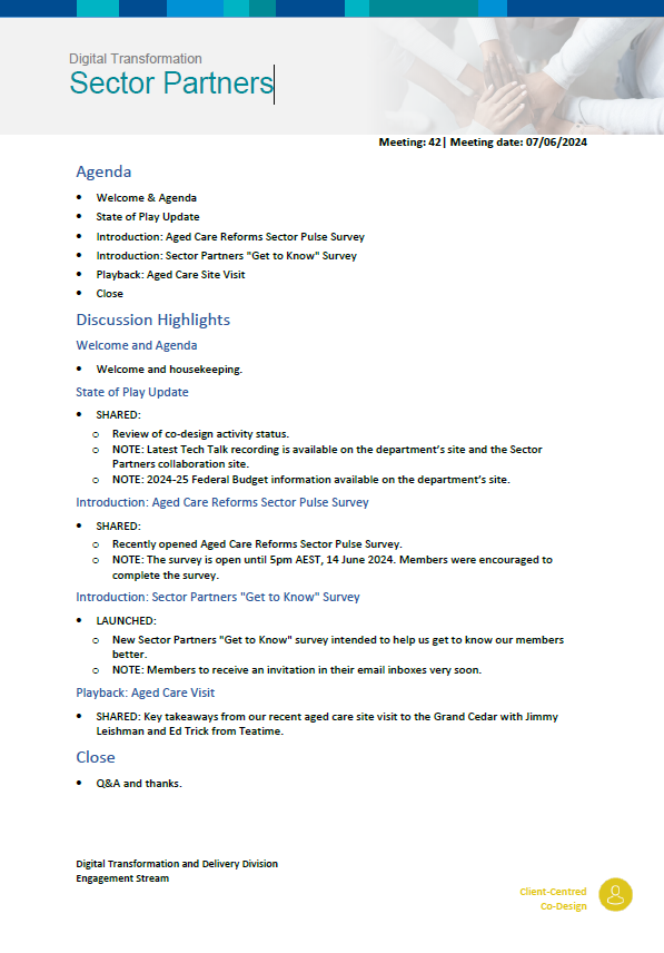 Image of Digital Transformation Sector Partners meeting summary – 7 June 2024