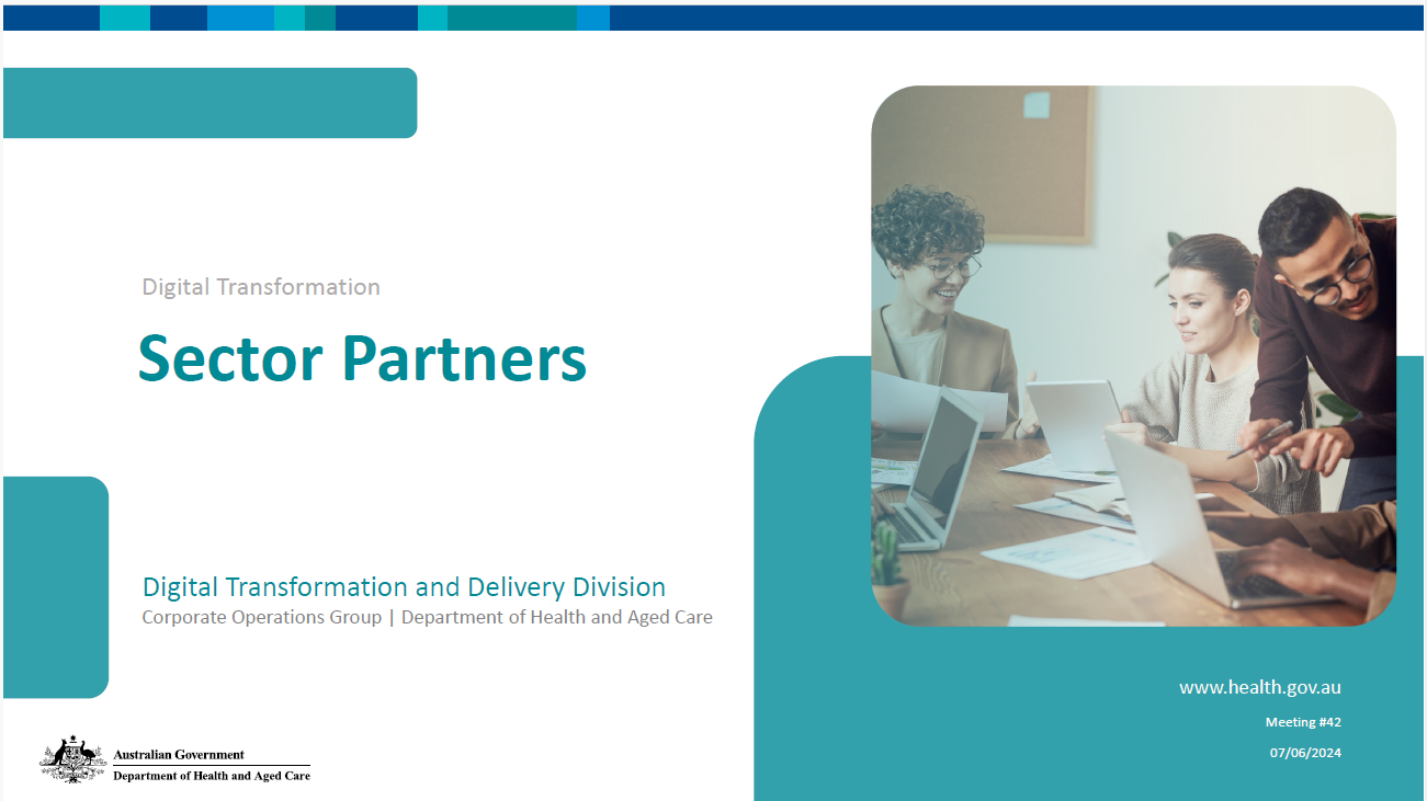 Cover slide for the Digital Transformation Sector Partners slide presentation on the 7 June 2024