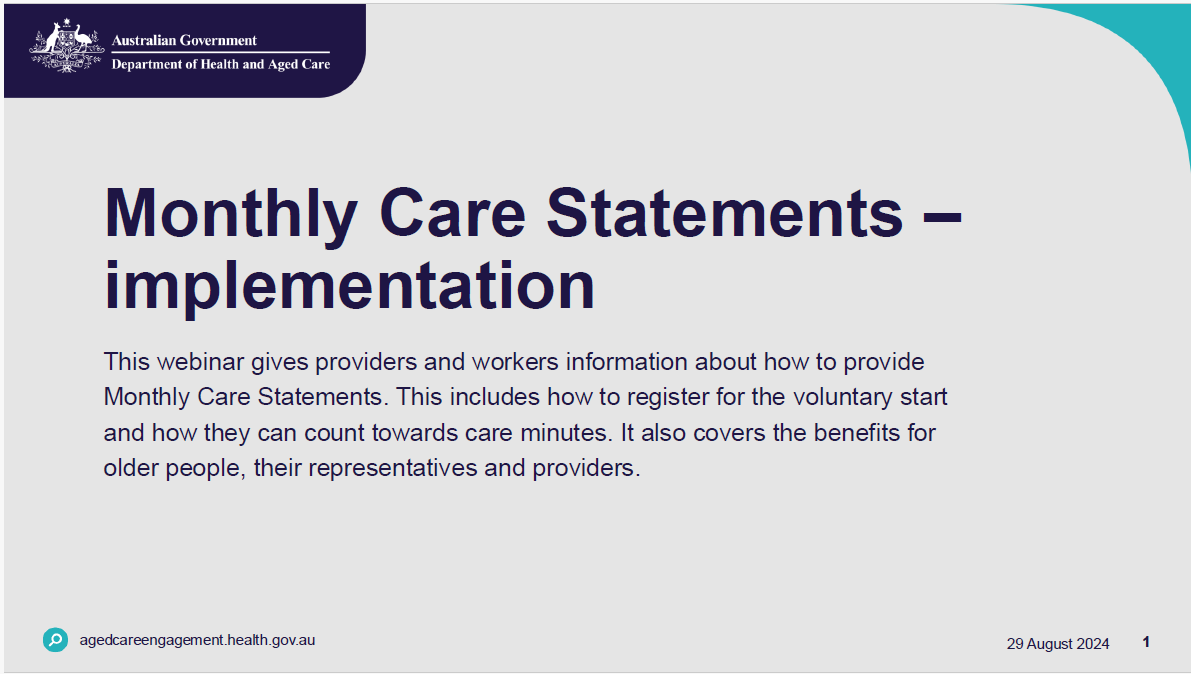 Monthly Care Statements implementation – Presentation slides