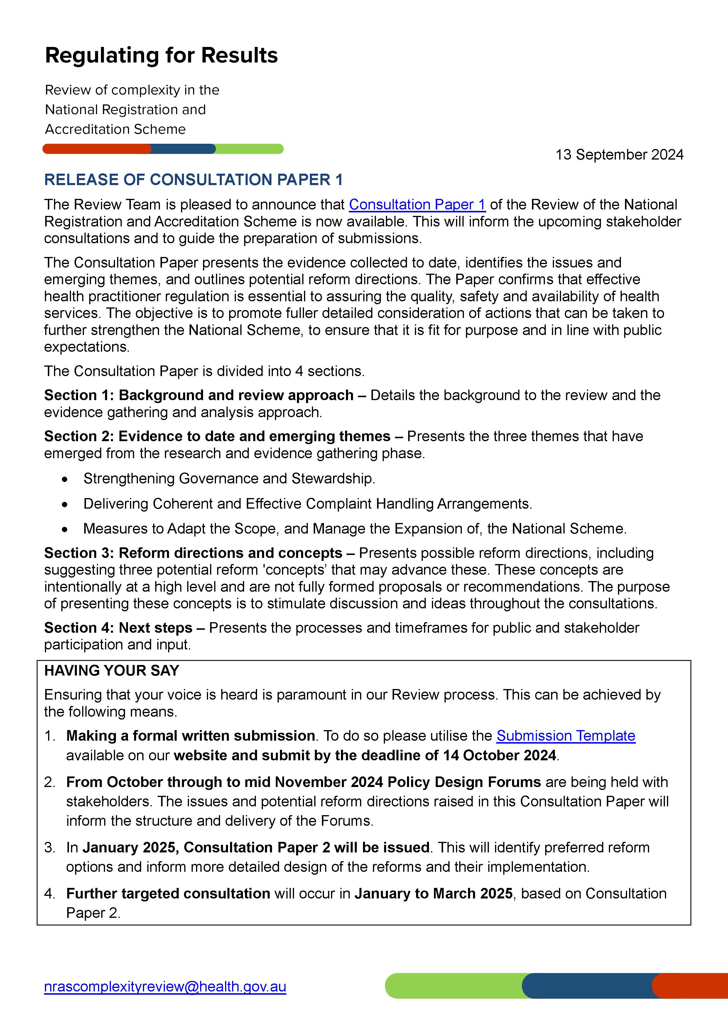Cover image for the NRAS Complexity Review update – Release of Consultation Paper 1 (September 2024)