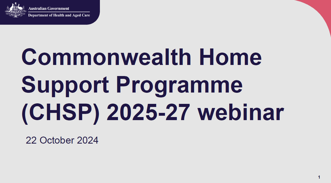 Cover page for the Commonwealth Home Support Programme (CHSP) 2025–27 extension – presentation