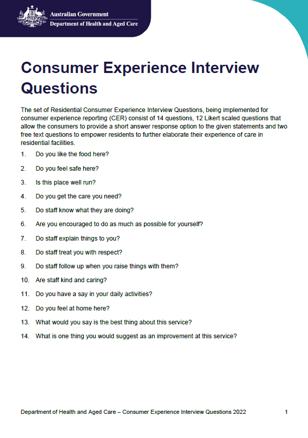 Cover page for the Consumer Experience Interview Questions