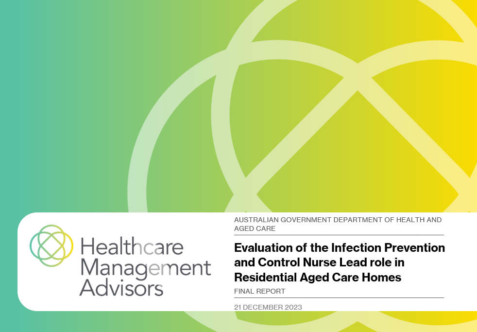 Cover page for the Evaluation of the Infection Prevention and Control Lead role in Residential Aged Care Homes