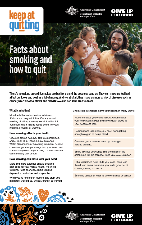 Cover image for the Facts about smoking and how to quit fact sheet_keep at quitting