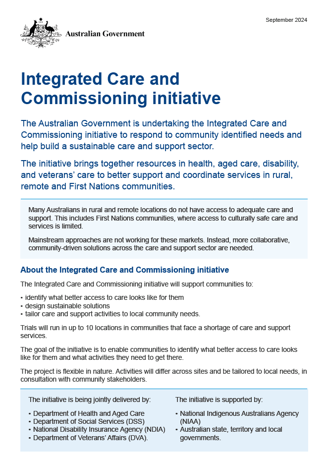 Integrated care and commissioning initiative fact sheet