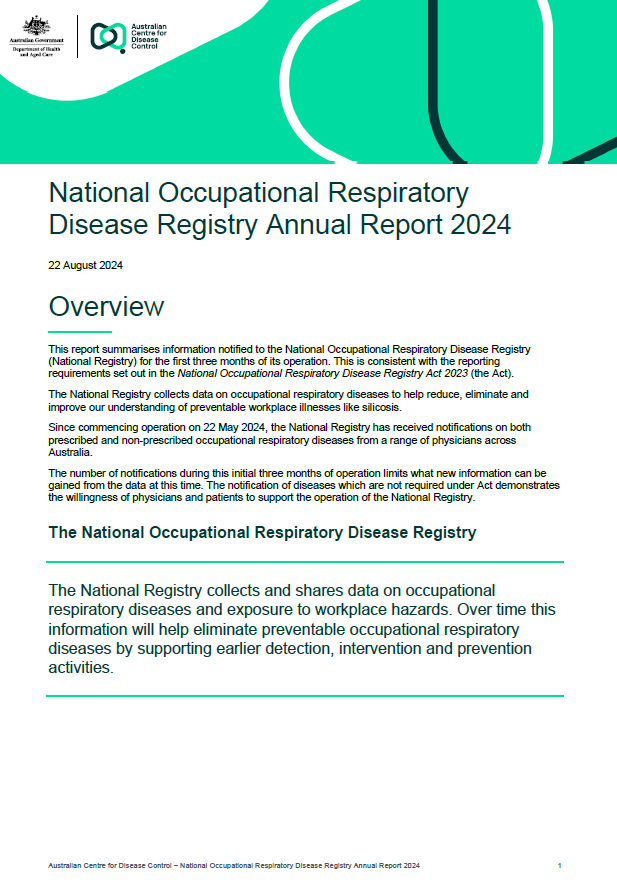 Cover page image of the National Occupational Respiratory Disease Registry Annual Report 2024