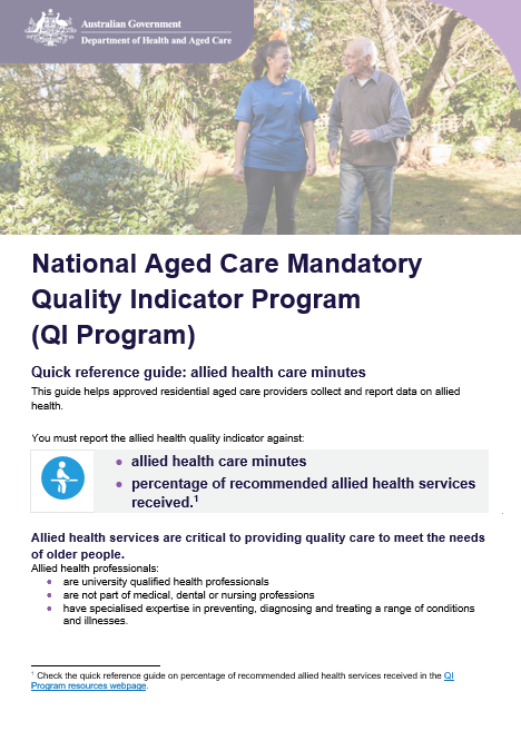 QI Program quick reference guide – Allied health care minutes