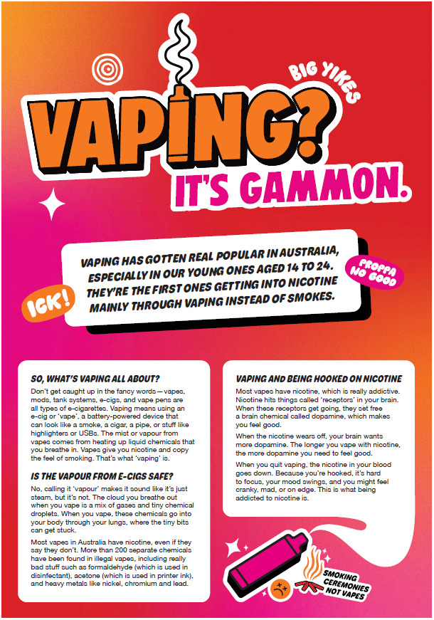 Vaping? It's gammon – First Nations fact sheet