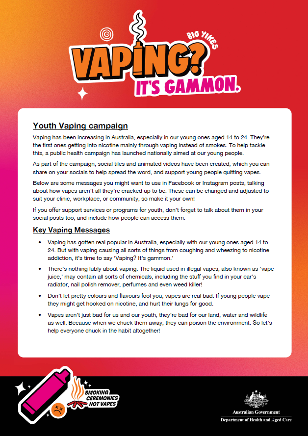 Vaping? It's gammon – First Nations suggested socials copy